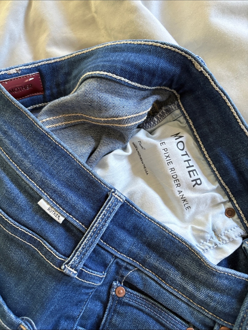 MOTHER Classic Blue High-Rise Button-Fly Jeans - Picture 2 of 7